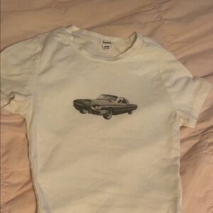 Garage White T-Shirt with Car Graphic